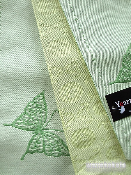 半幅帯(小袋帯）白緑色系/蝶柄（ラメ入） H-320 - 洗える着物、袴 ...